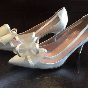 KATE SPADE JACKIE IVORY SATIN WITH BOW MESH